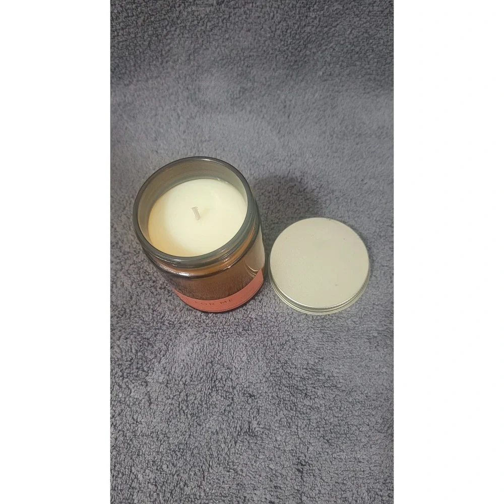 Fall for Me 7oz Scented Candle Amber Glass Jar with Lid Single Wick Home Decor